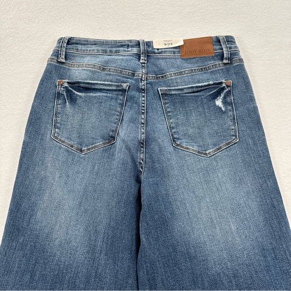 NWT Judy Blue Jeans Straight Womens 29 High Waist Straight Leg Blue Distressed - Picture 6 of 8